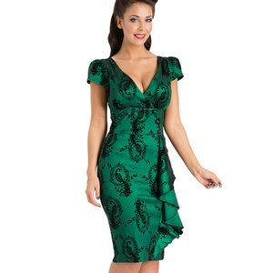 NWT Voodoo Vixen Emerald Peacock Wiggle dress
